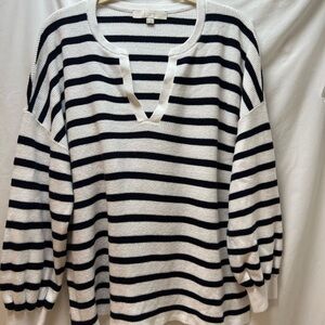 LOFT Black and White Striped Knit Top